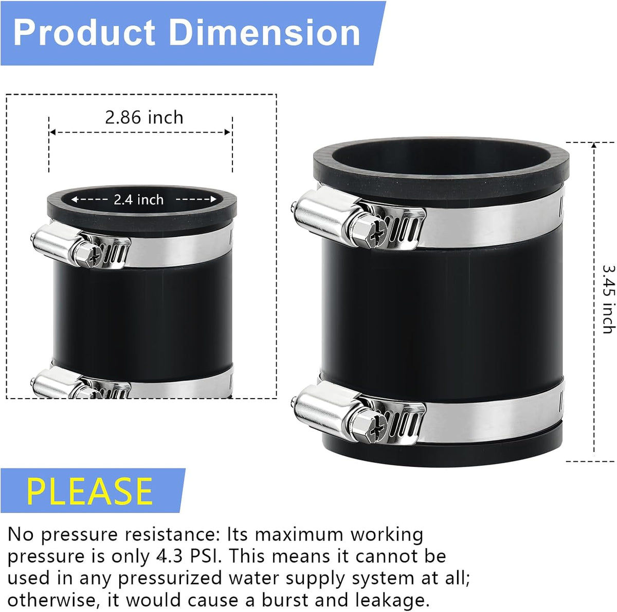 1056-22 2" Flexible PVC Condensate Coupling to Plumbing Condensate Pipe