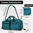 Packable Travel Duffle Bag with Shoe Compartment, 50L, Teal