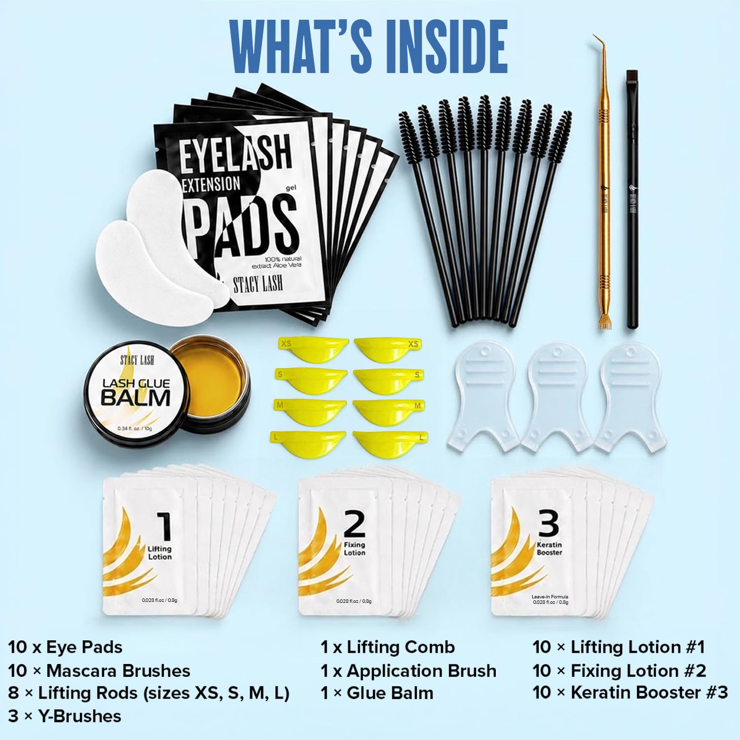 Korean Lash Lift Kit, 10 Sets Eyelash Perm & Brow Lamination Kit for DIY Home and Professional Use, Silicone Shields