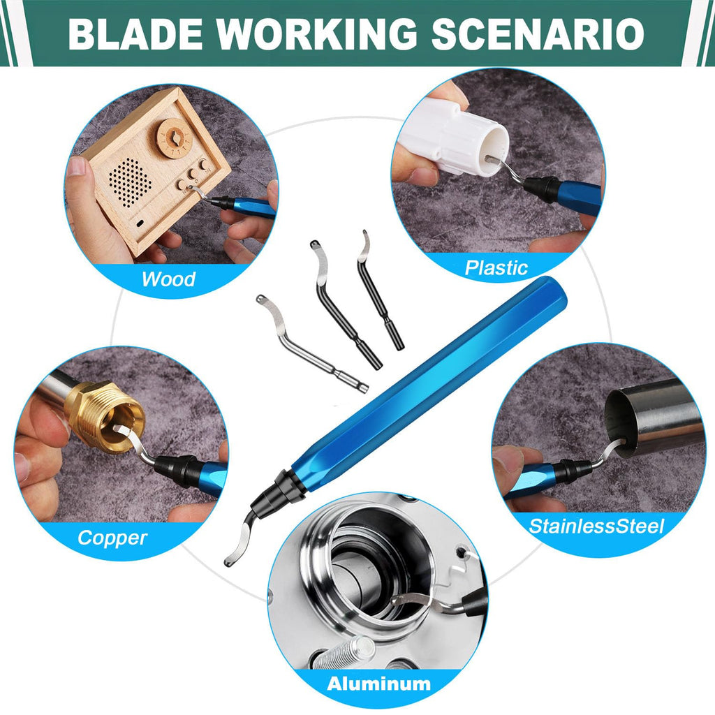 3D Print Deburring Tool Set with 11pc High Speed Steel Multipurpose Blades Removing Burr 5Pcs Needle File 1pc Micro