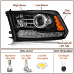 LED DRL Projector Headlights Assembly w/LED Bulbs For 2009-2018 Dodge Ram