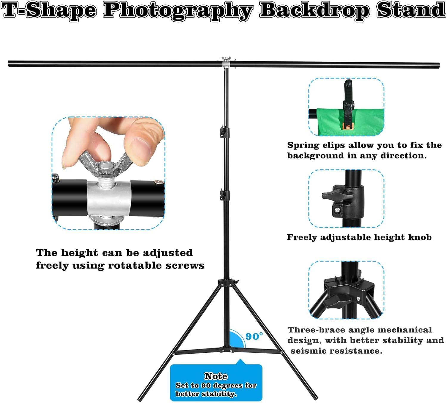 Green Screen Backdrop Kit, 6.5x5 Ft FT T-Shape Stand for Photography | Portable Green Screen Kit,4 Clamps, Carrying