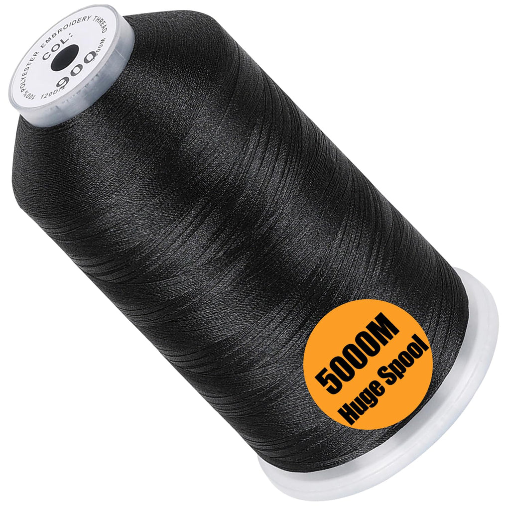 5000M Huge Spool Embroidery Machine Thread - Black