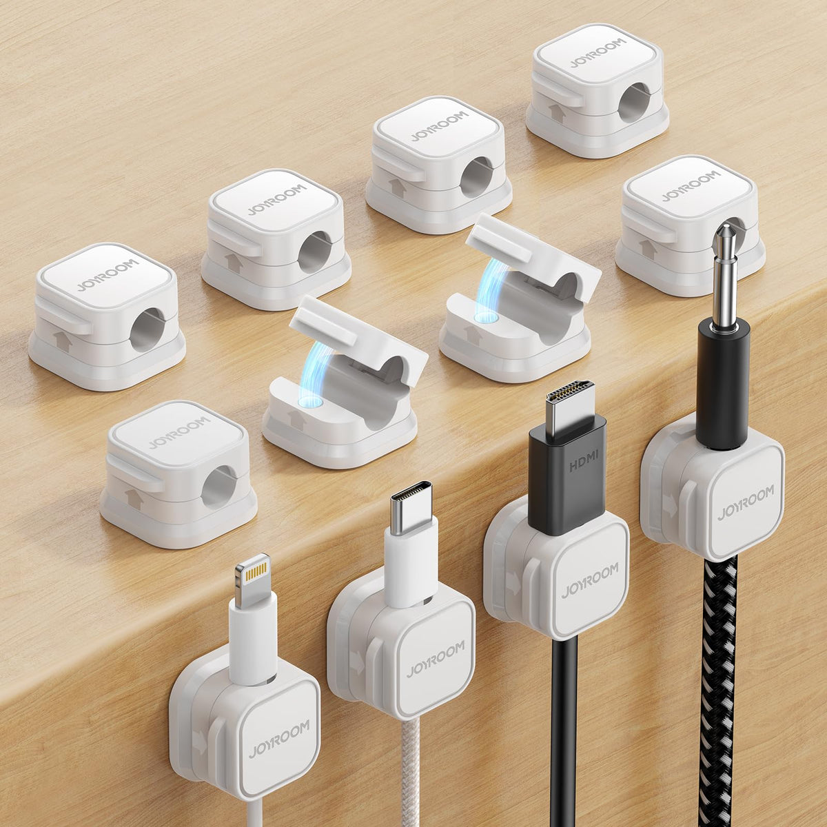 JOYROOM 12 Pack Magnetic Cable Clips, Cord Organizer Adhesive Wire Holder
