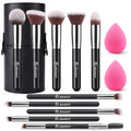 13PCS Makeup Brush Set with Case & 2 Sponges, 10 Brushes Full Face Kit, Beginner Friendly, Soft Synthetic Bristles