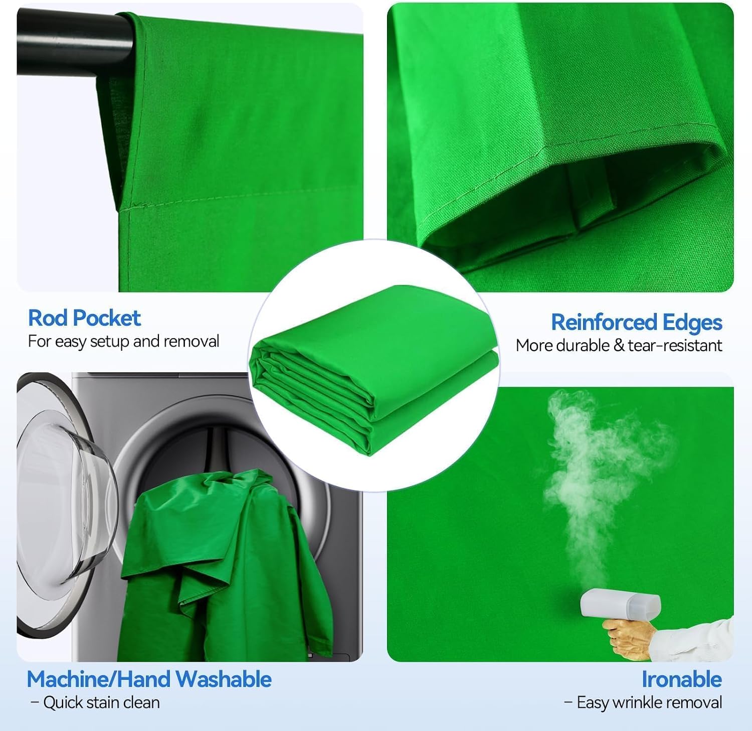 Green Screen Backdrop Kit, 8.5x10FT Stand with 10x12FT Backdrop | Photography Background Support System with 100%