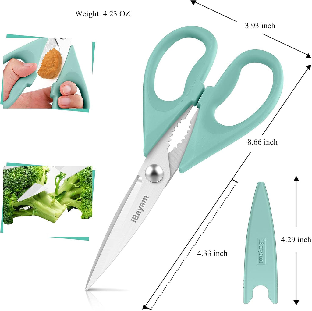 2 Pack All Purpose Kitchen Shears Heavy Duty - Stainless Steel Kitchen Scissors With Protective Sheath, Soft