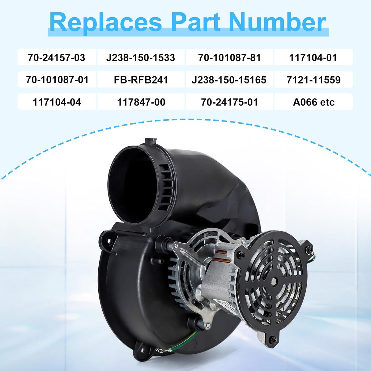 Draft Inducer Motor for Ametek 117104-01, Jakel Inc j238-150-1533 117847-00 & Rheem FB-RFB241 70-24157-03 Furnace Draft Inducer Blower Motor for Rheem Criterion II Gas Furnace