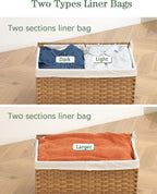 Storage Basket with Lid, 2-Lid PE Rattan Storage Bin, Natural