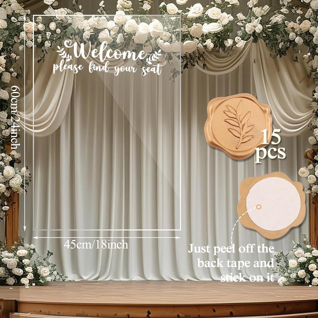 Wedding Seating Chart Display Board, 24x18Inches Acrylic Table Seating Chart for Wedding Reception, Clear Wedding