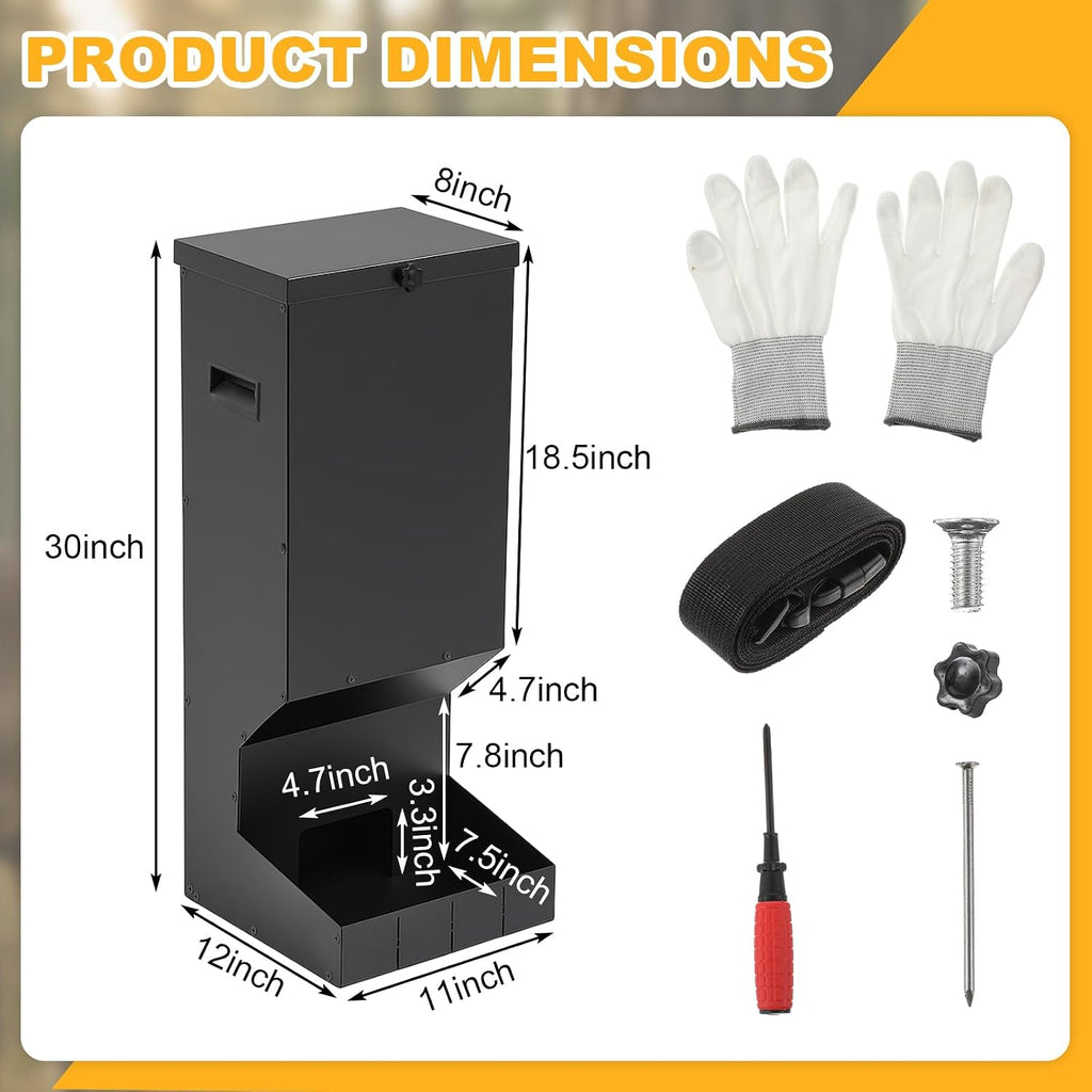 11 Gallon Deer Feeder, Hanging Metal Gravity Dispenser, Waterproof