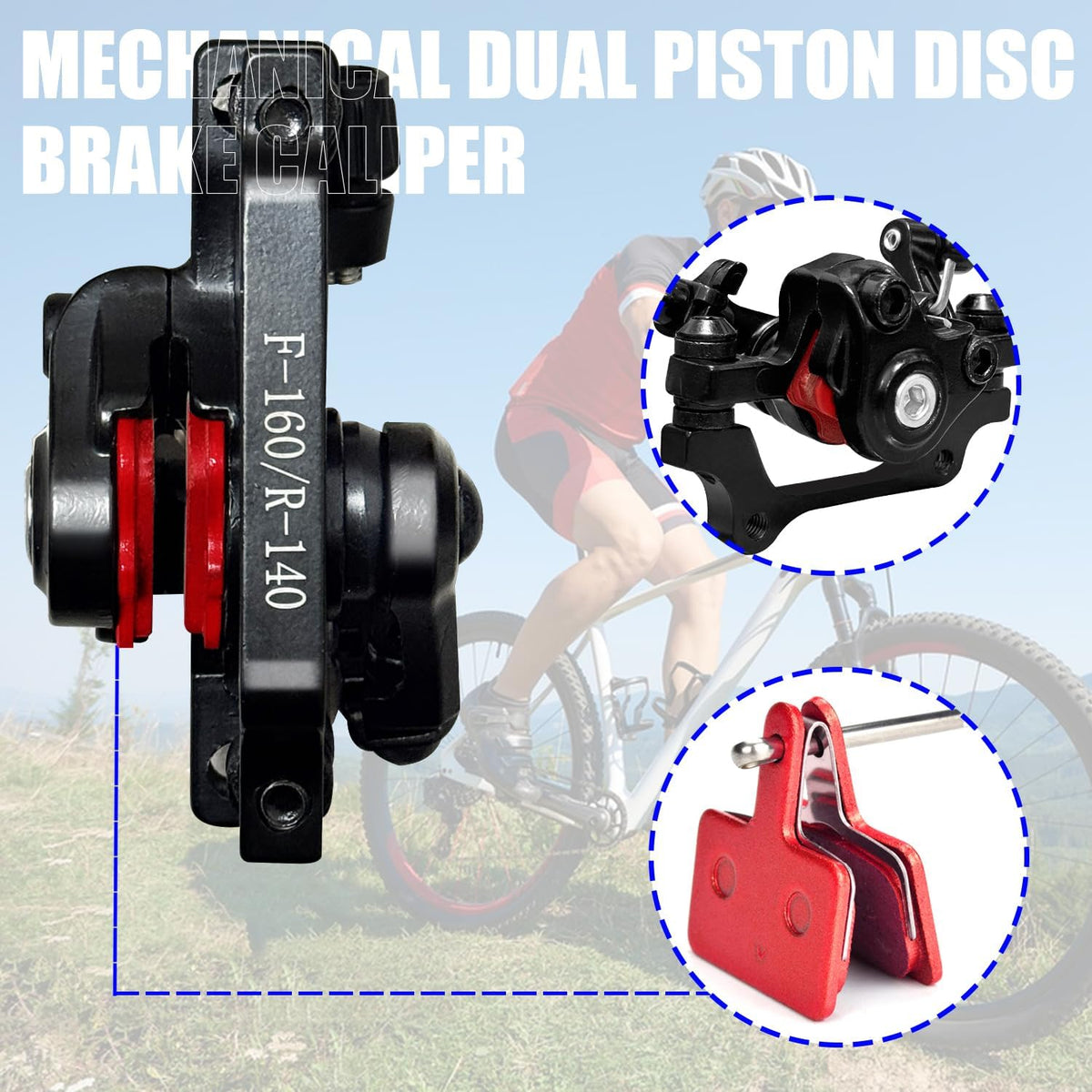 1 Pairs Bike Brakes, Aluminum Alloy Bicycle Disc Brake, Universal Front and Rear Mechanical Disc Brake Calipers Clamp for Folding Bikes, Road Bikes Mountain Bike BMX