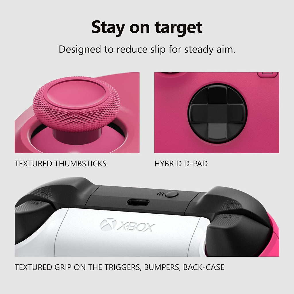 Xbox Wireless Gaming Controller | Deep Pink | Console, PC, & Cloud Devices | Textured Grip | Wireless, Bluetooth