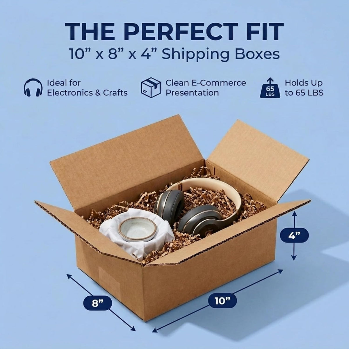 Small Shipping Boxes Holds 65lbs, 10x8x4 25-Pk for Shipping