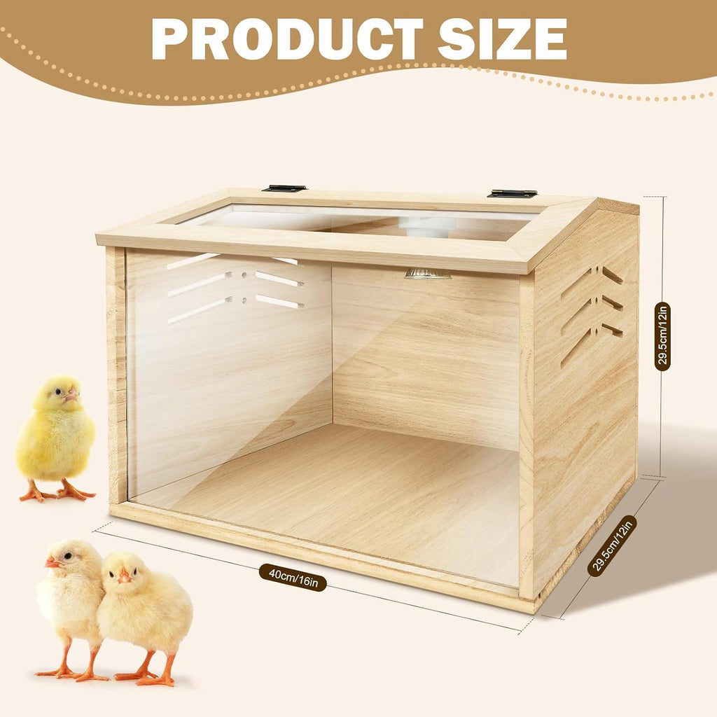 Chicken Brooder Box for Chicks & Quail with 3 Absorbent Pads, Feeder and Waterer - Adjustable Temperature Control