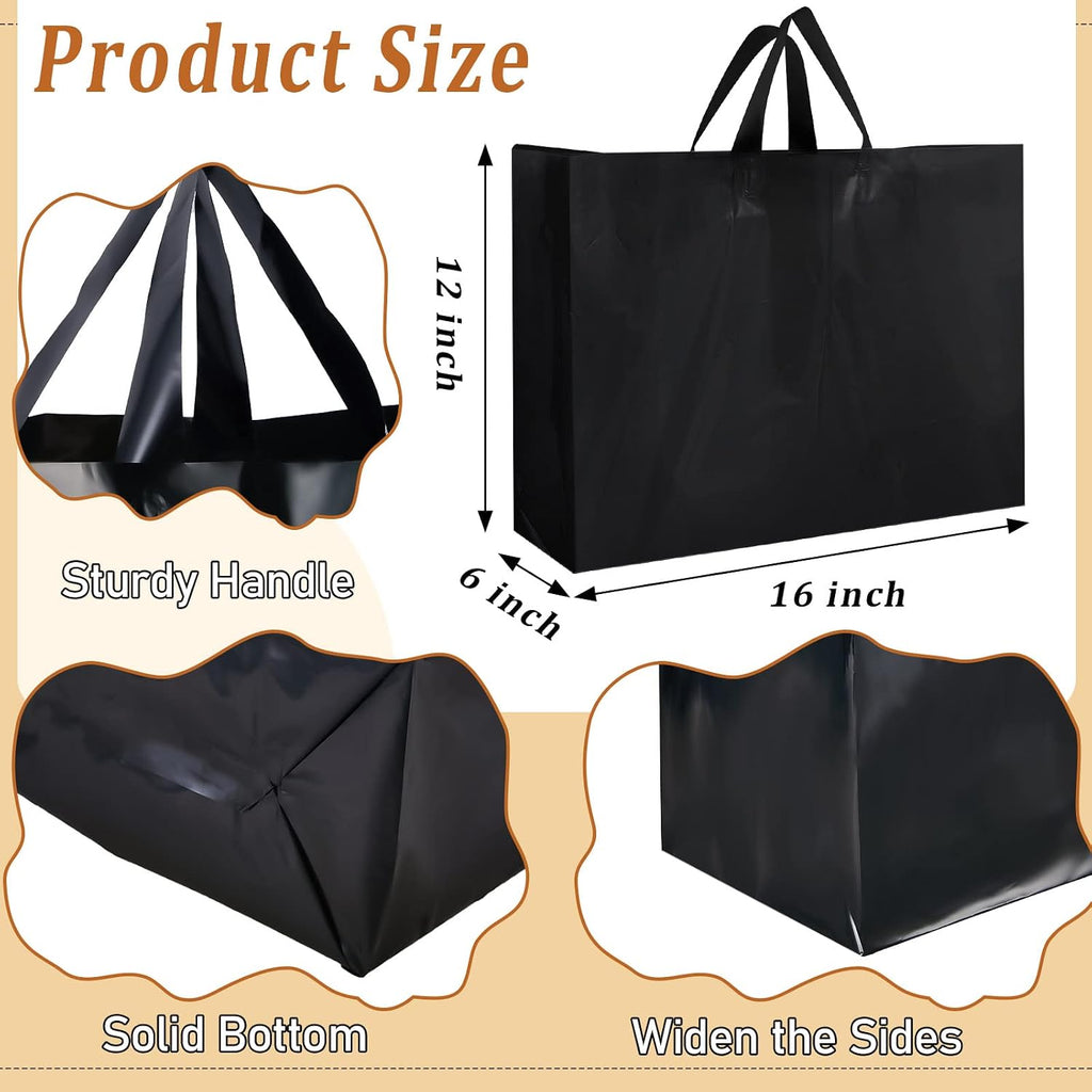100 Pcs Pink Shopping Bags Bulk with Handles, 16"x 12"x 6"