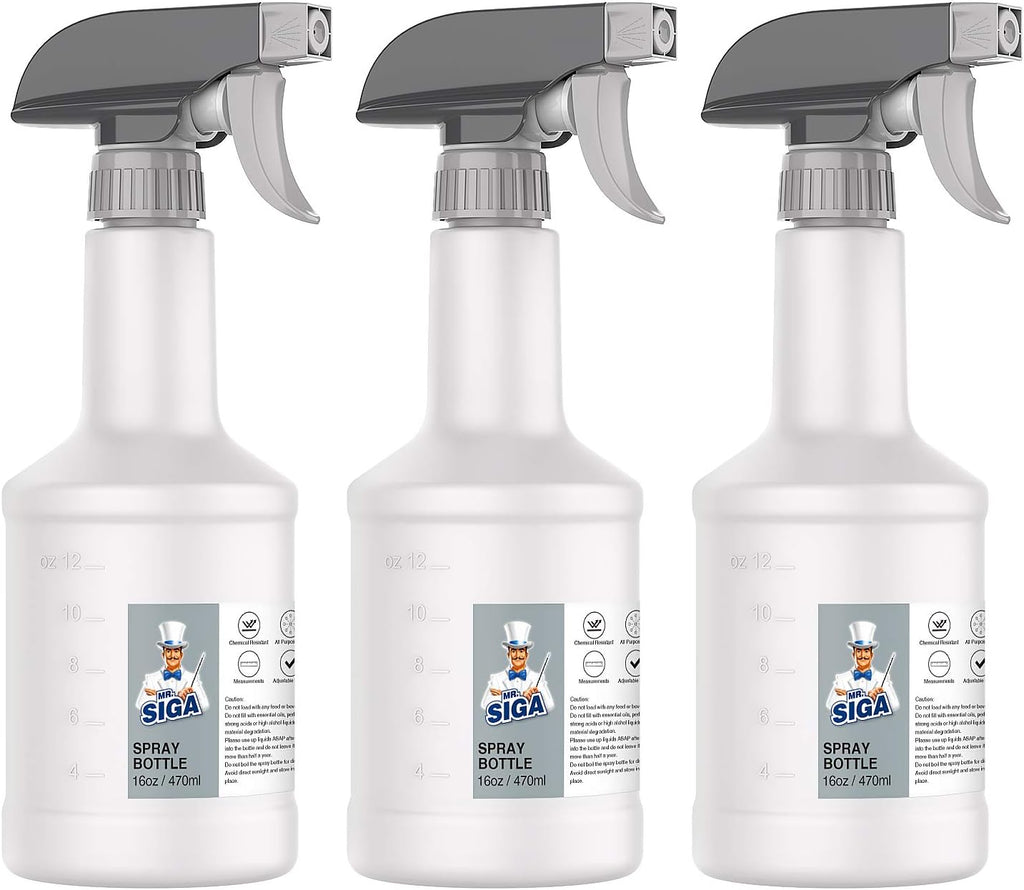 16 oz Empty Plastic Spray Bottles for Cleaning Solutions, Heavy Duty Household Reusable Spray Bottles with