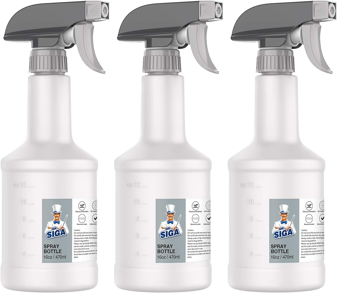 16 oz Empty Plastic Spray Bottles for Cleaning Solutions, Heavy Duty Household Reusable Spray Bottles with