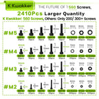 M2 M3 M4 M5 Hex Socket Bolt & Nut Assortment Kit, 2410Pcs