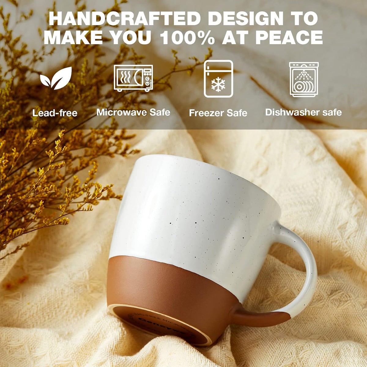 Morandi Color Ceramic Coffee Mugs Set of 6 (Large),18 oz Coffee Cups with Handle, Latte Mug, Big Mug for Women, Men