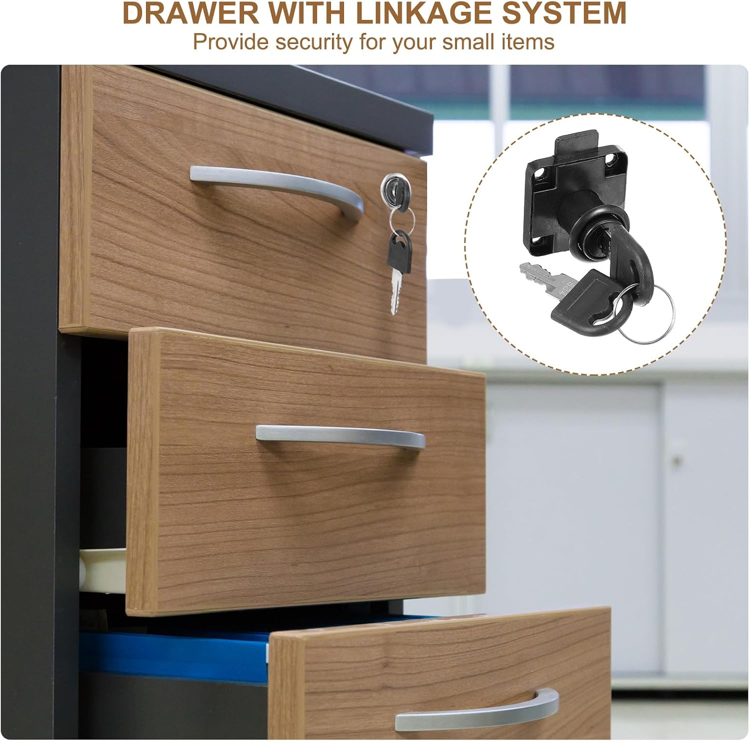2 Pack Drawer Lock with Keys, Keyed Different Alloy Steel Desktop Lock with 7/8" Length 3/4" Dia Cylinder Cam Cabinet