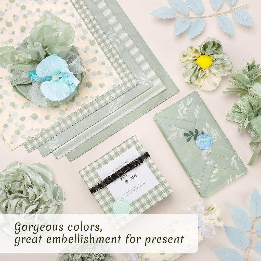 120 Sheets Sage Green Tissue Paper for Gift Bags 20 x 14 Inch