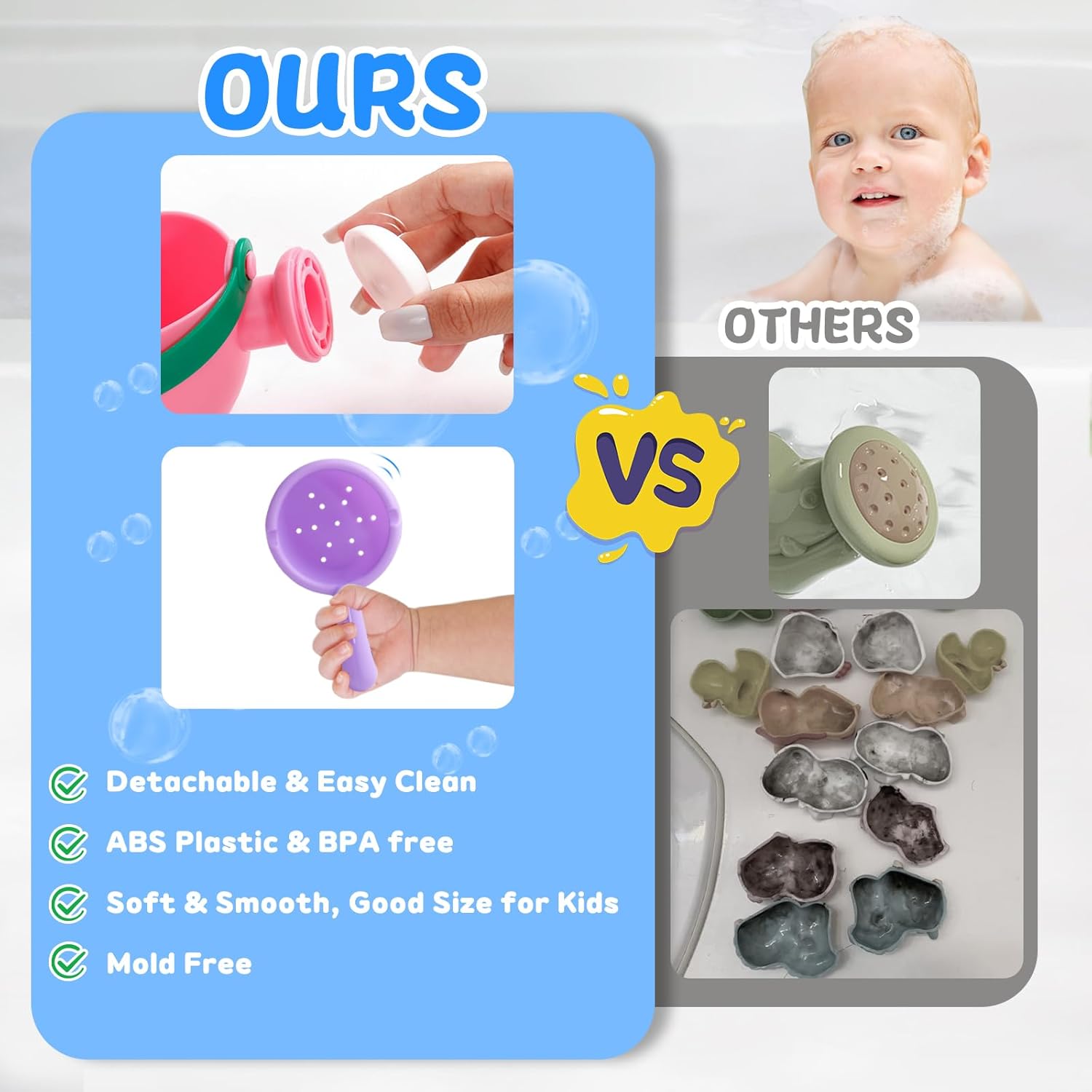Baby Bath Toys for Kids Ages 1-3 Toddler Bath Toys Mold Free for 2-4 Bathtub Sand Beach Pool Water Toys for 1+ Year