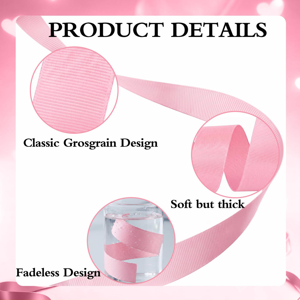 25yds 1 Inch Pink Grosgrain Ribbon Gift Wrapping Ribbon