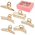 6 Pack Gold Metal Hair Clips - 4 Inch Large Jaw Clips for Women, Strong Hold Hair Claws for Thick or Thin Hair