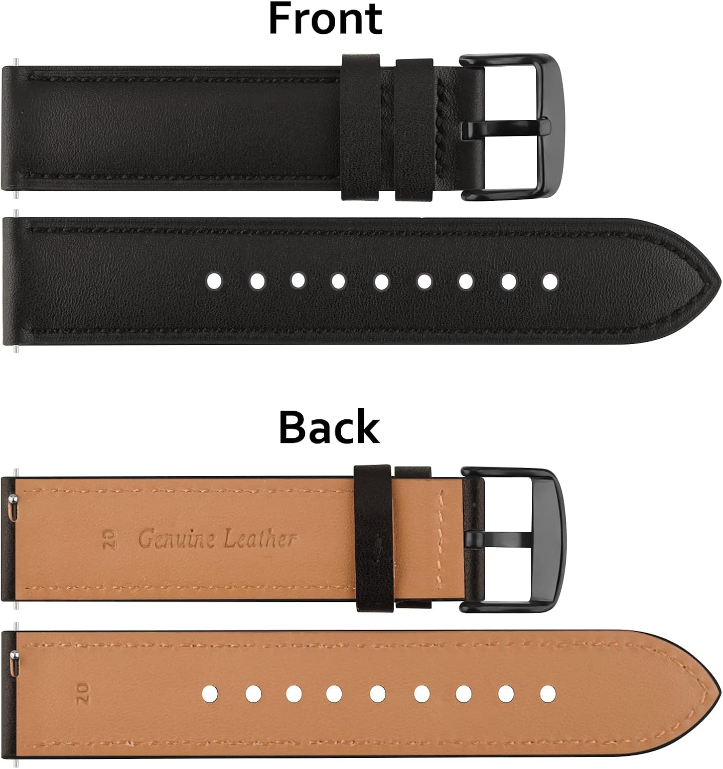 Quick Release Genuine Leather Watch Band 20mm 22mm Watch Strap, Top Grain Leather Watch bands for Men Women