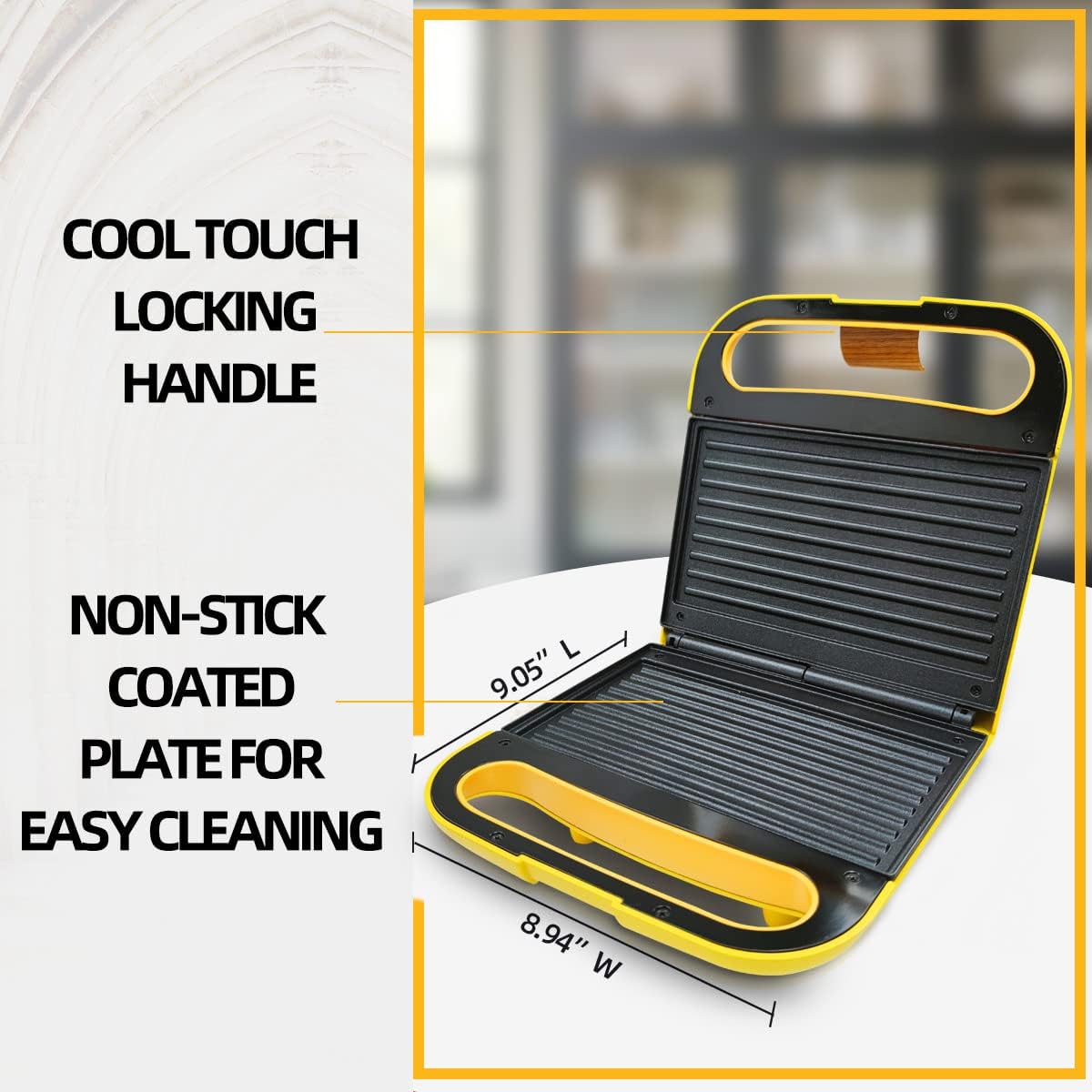 Electric Indoor Grill Panini Press Maker with Nonstick Plates
