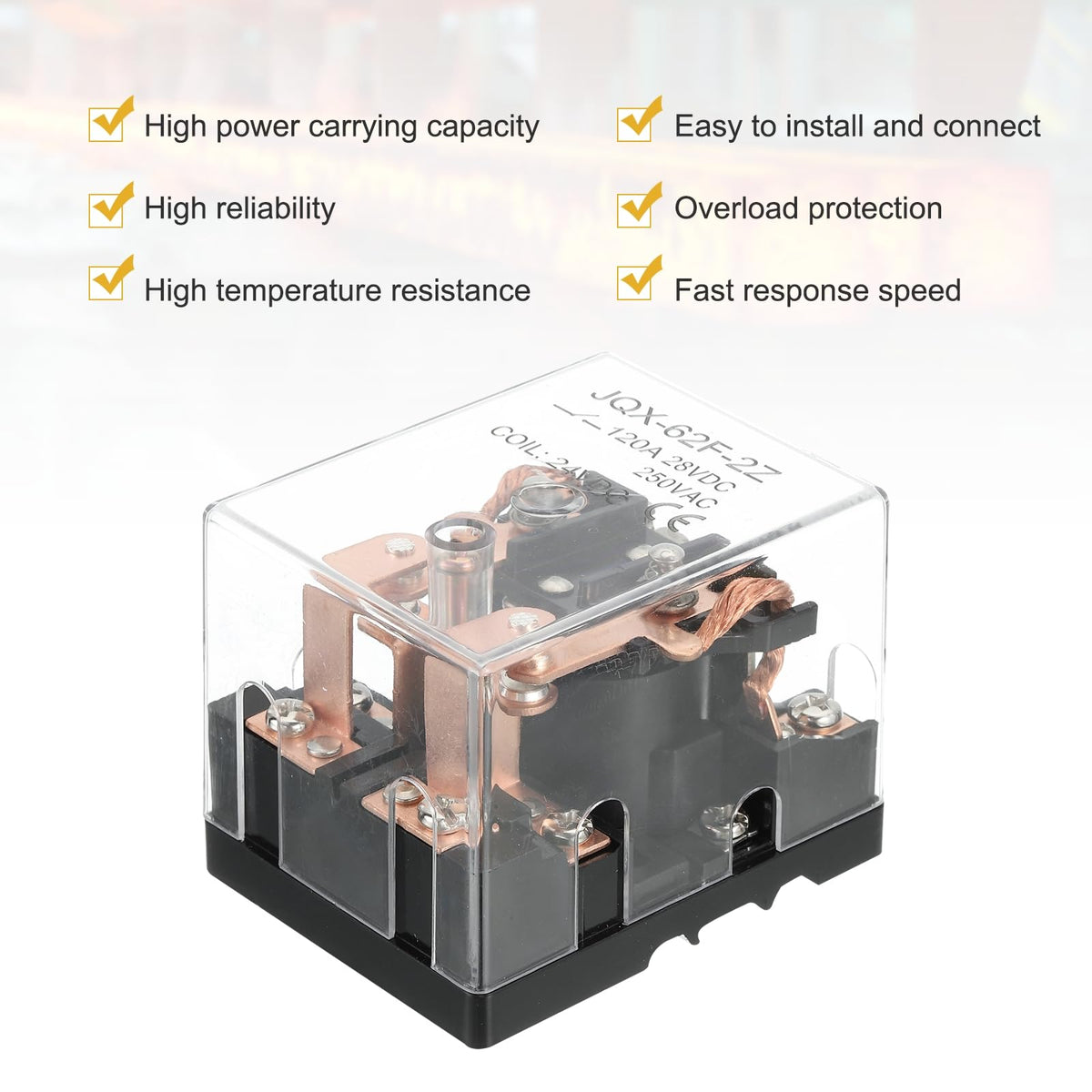PATIKIL DC24V 120A Electromagnetic Relay, High Power Relay DPDT 2NO 2NC 8 Terminals Din Rail Mounting