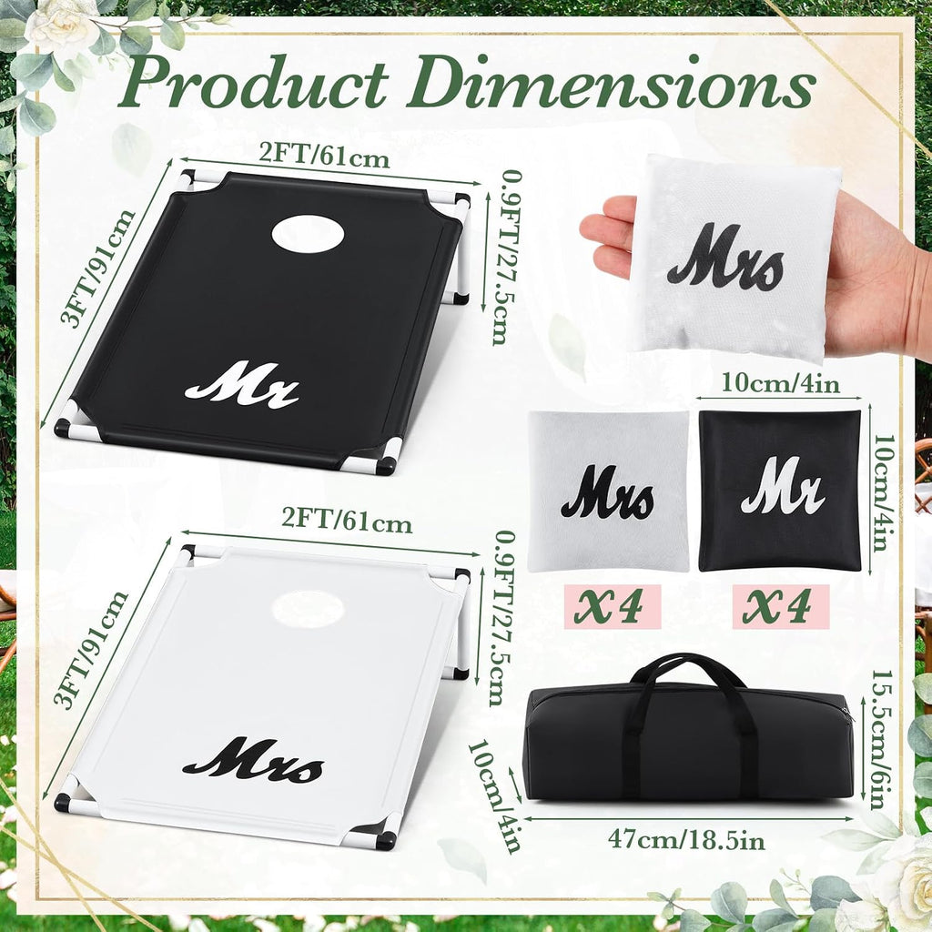Portable Cornhole Games Set, PVC Framed Corn Holes Kit-2 Cornhole Boards, 8 Corn Hole Bean Bags and Carrying Case for