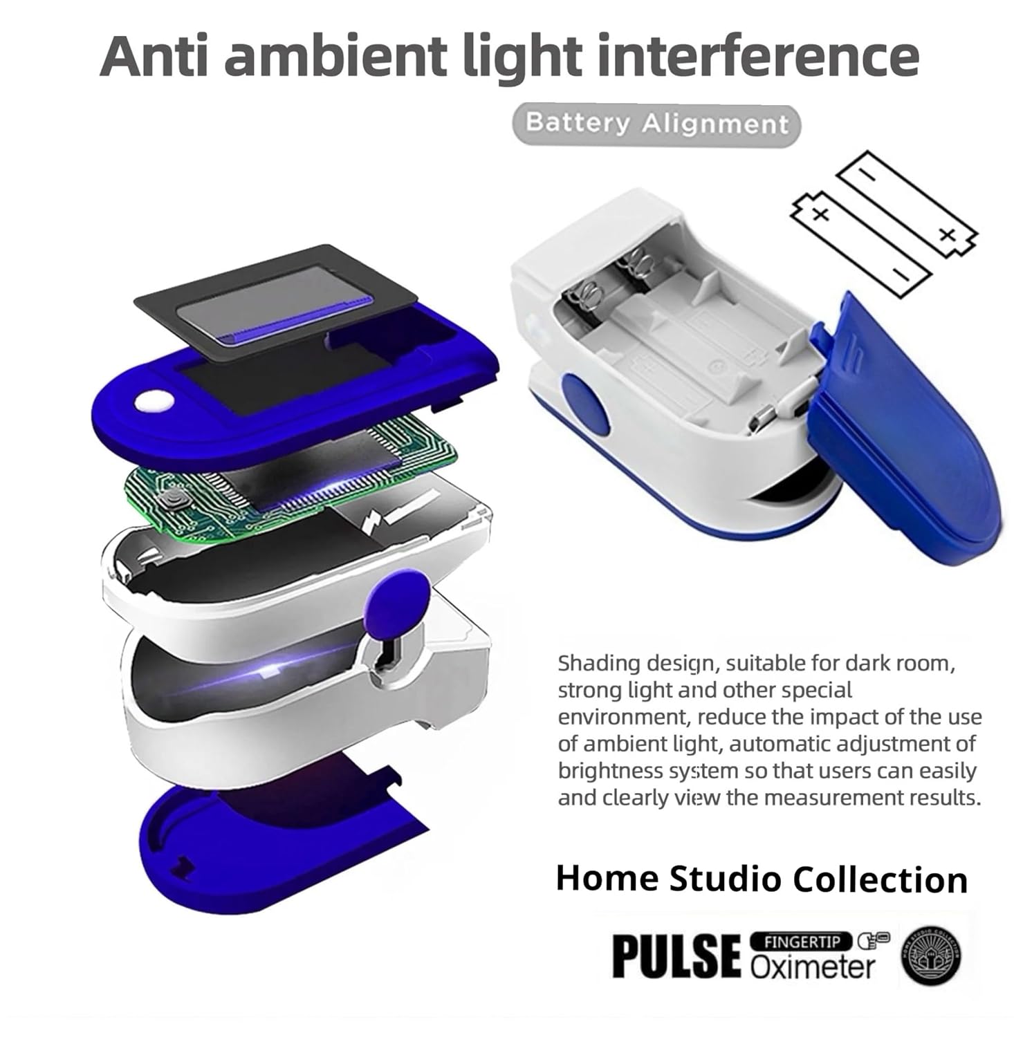 Finger Pulse Oximeter Larger Display Blood Oxygen Monitor with Batteries and Lanyard Included Fingertip Pulse