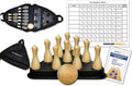 Table Shuffleboard Bowling Brown Pins - Pinsetter - Rules Booklet - Score Chart - Carrier Bag & Wood Ball