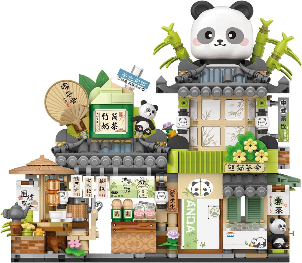 Mini City Shop Street View Building Blocks Model Set,Simulation Animals Architecture Collection Particle Construction