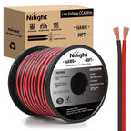 Nilight 50FT 16AWG Copper Clad Aluminum Wire 16/2 Gauge Red Black