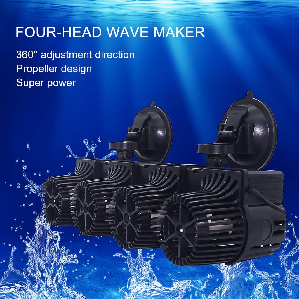 12680 GPH 4-Head Wave Maker Aquarium Circulation Pump | Submersible Powerhead for 180-300 Gal Fresh & Saltwater