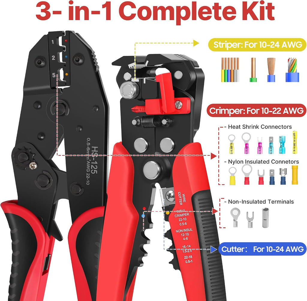 Kuject Wire Stripper Crimping Tool for Heat Shrink Connectors