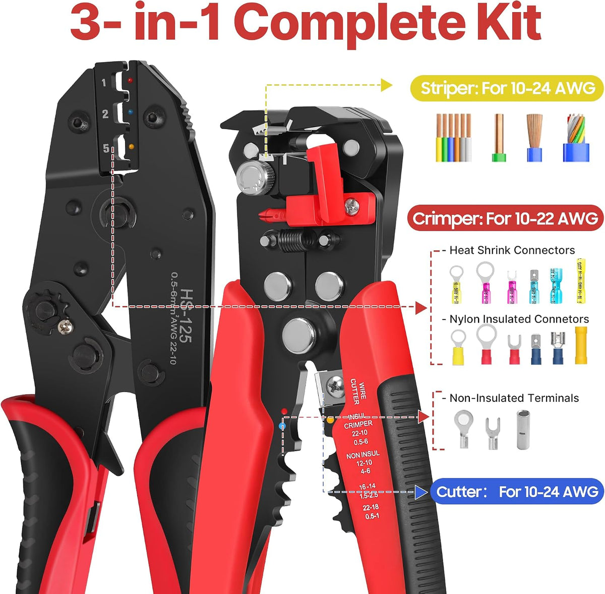 Kuject Wire Stripper Crimping Tool for Heat Shrink Connectors