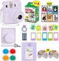 Instax Mini 12 Instant Camera Lilac Purple + Shutter Compatible Carrying Case + Fuji Film Value Pack (20 Sheets) +