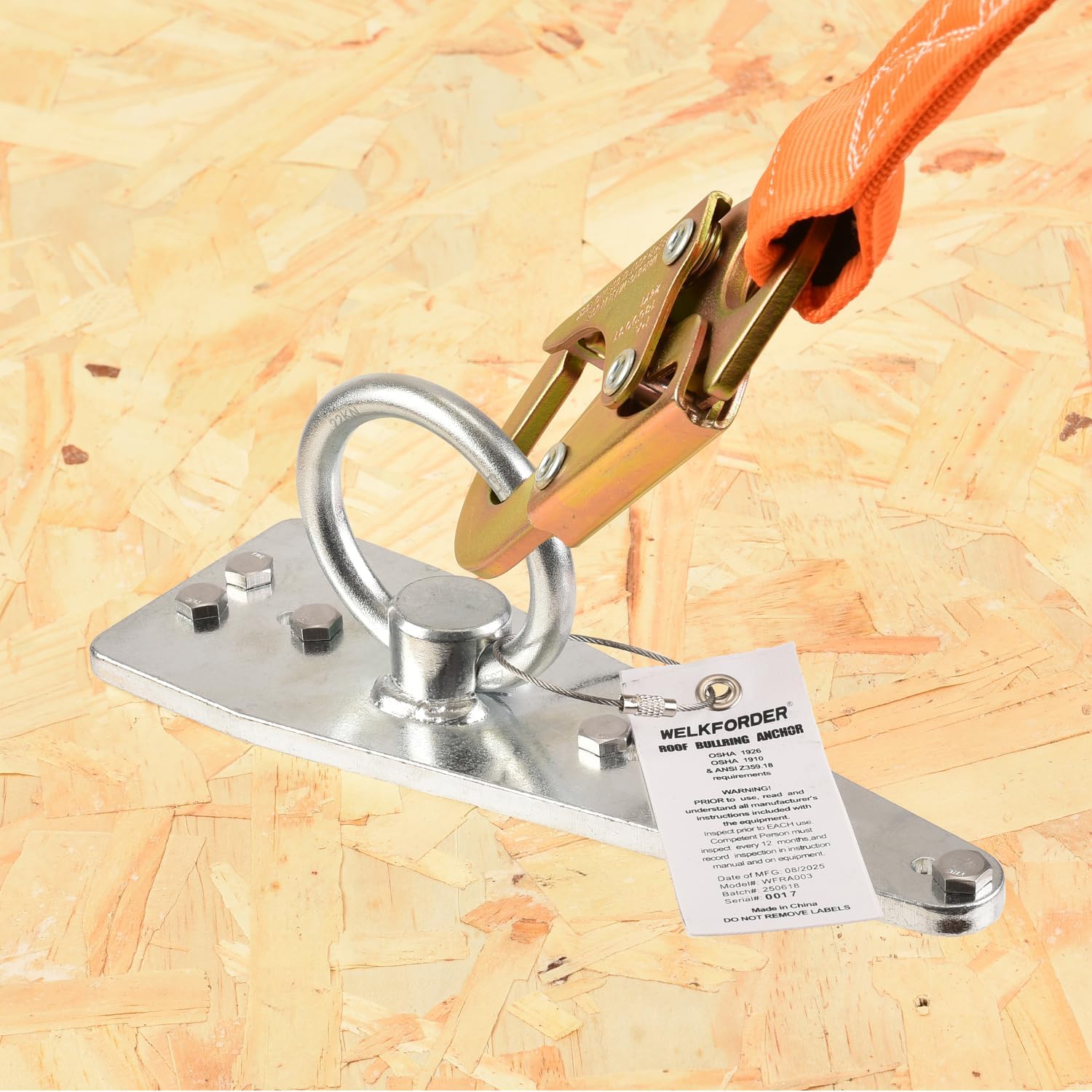 Bull Ring Roof Anchor [Rugged＆Reusable Zinc Plated Steel] ANSI＆OSHA Compliant Fall Protection Positioning Equipment