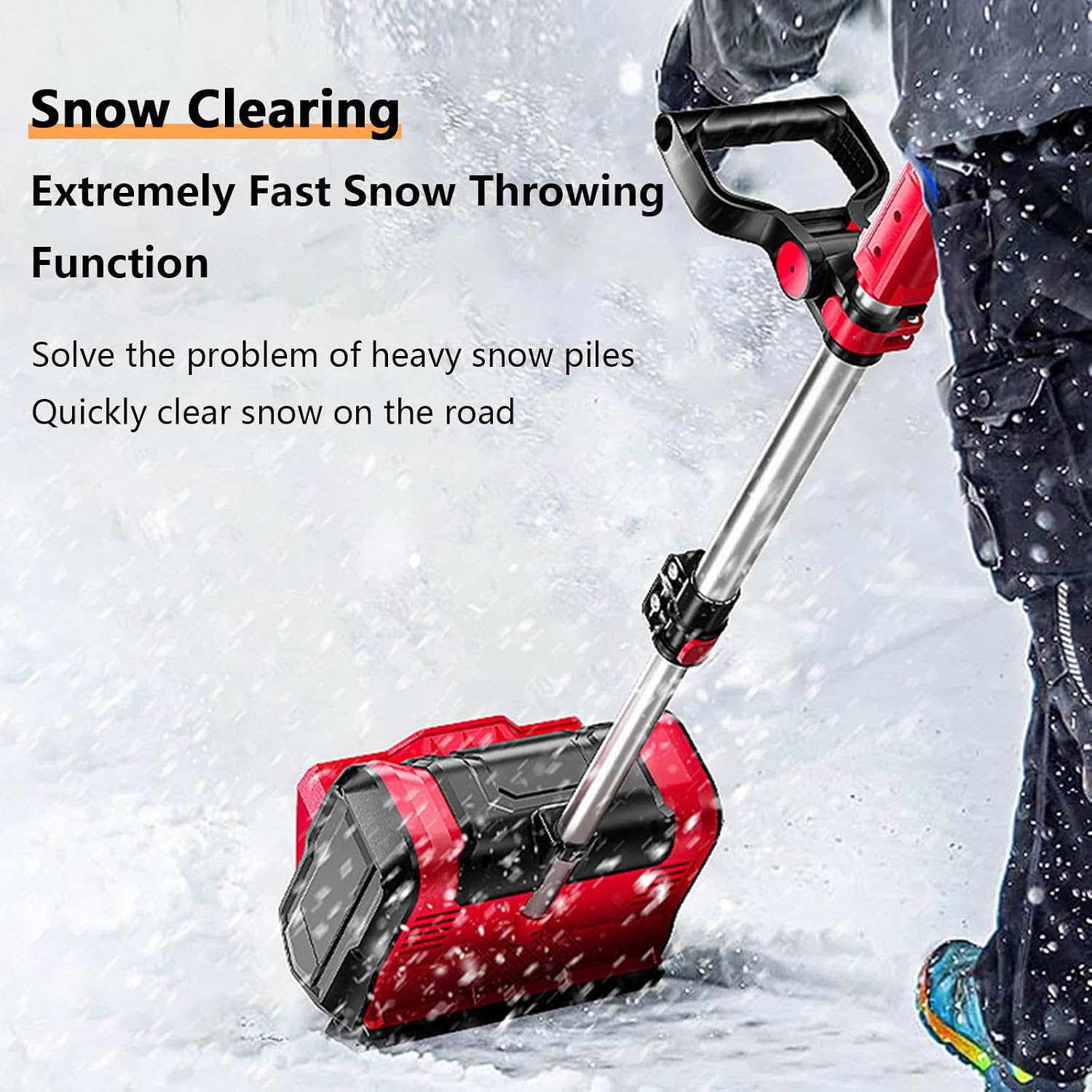 Electric Snow Shovel, Lightweight and Detachable Snow Shovel for Driveway, 12.6in. Width, 6.3in. Depth, 26FT Throw