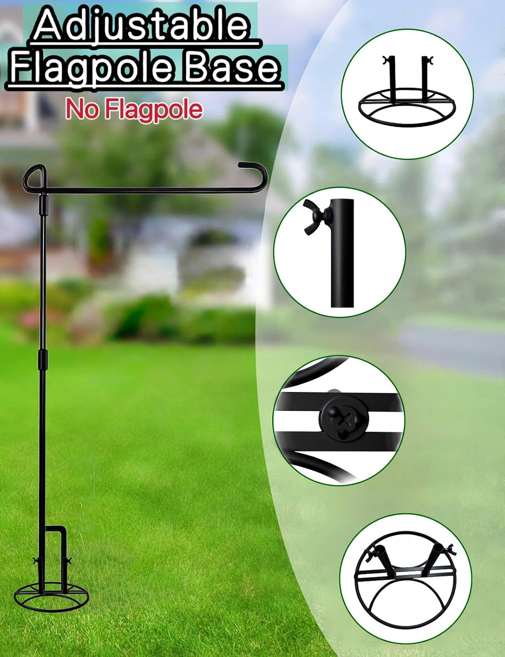 2026 Adjustable Width Garden Flag Stand Base - Metal Bracket Base (Adapter) | flag holder,Bold Design,Adjustable Size