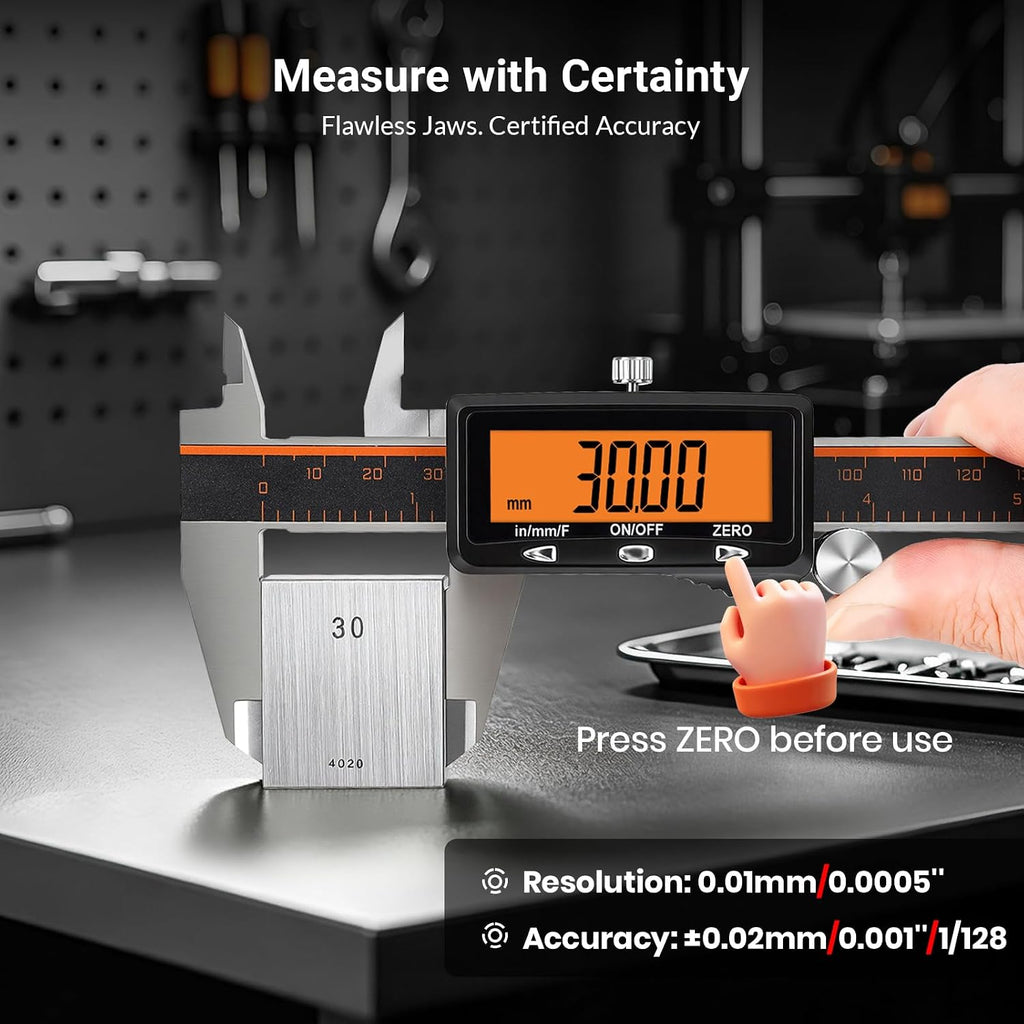 HARDELL Upgraded Digital Caliper, USB-C Calipers, Orange LCD, NonBacklit 6"