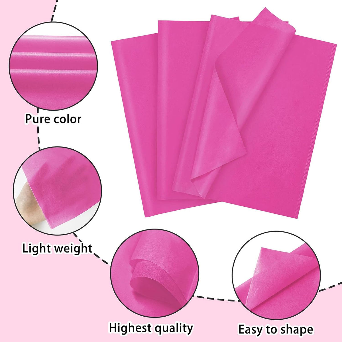 120 Sheets 14 x 20 Inch Hot Pink Tissue Paper for Gift Bag Wrapping