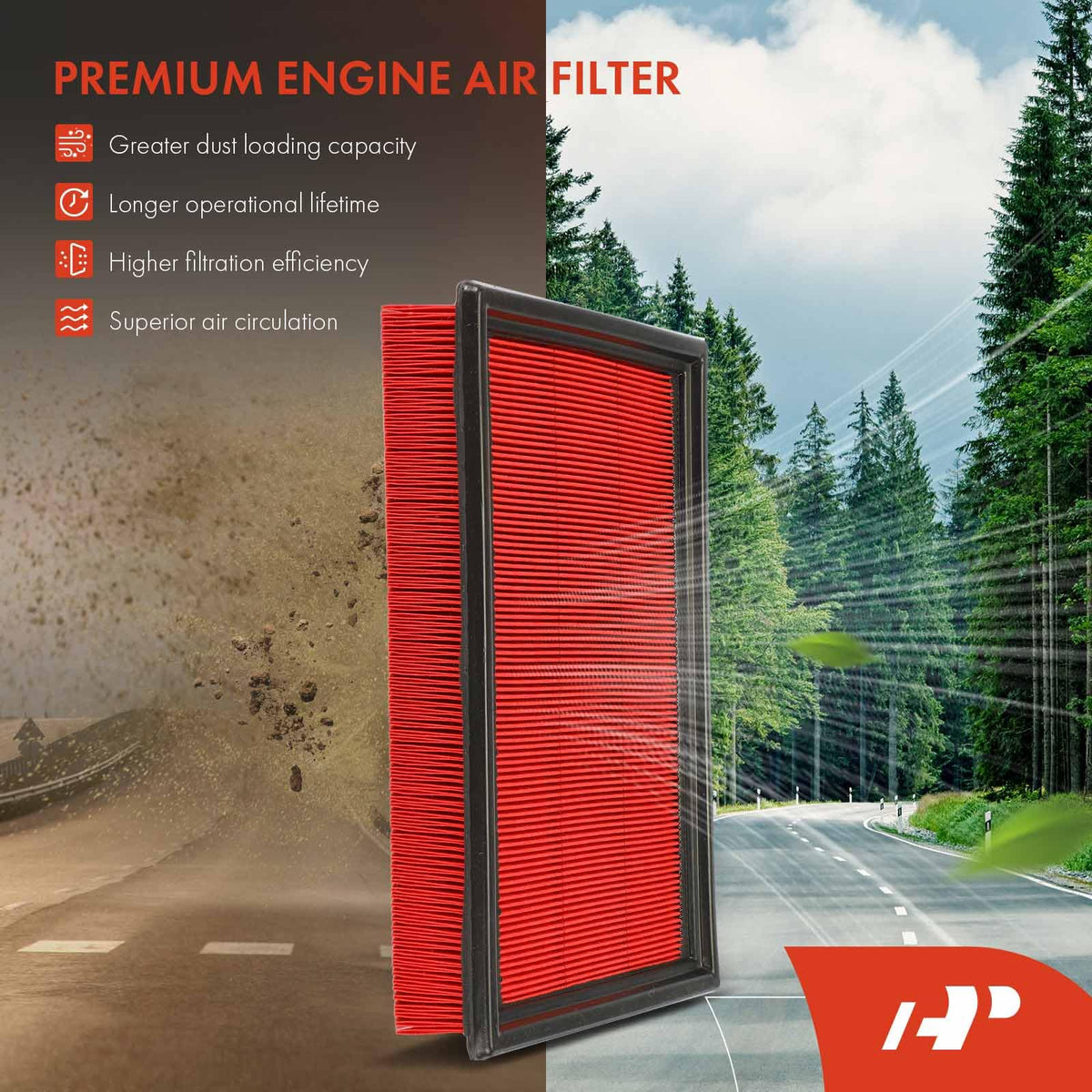 A-Premium 2-PC Pre-oiled Engine Air Filter Compatible with Ford