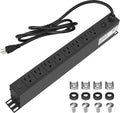 8 Outlet PDU Rack Mount Power Strip with Surge Protector, 1U Rackmount,Wide-Spaced Sockets, for Network Server Racks
