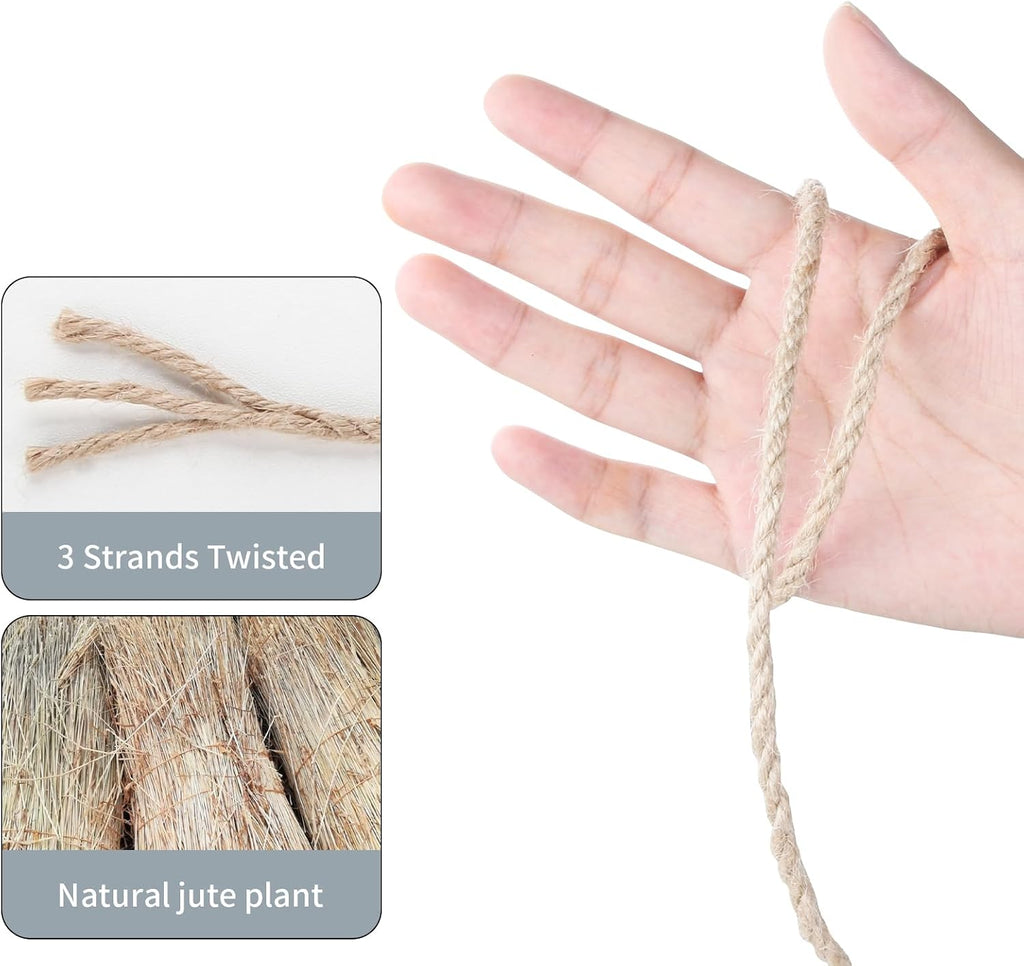Jute Twine 3mm x 109yd 3 Strand, Munzong Natural String for Crafts