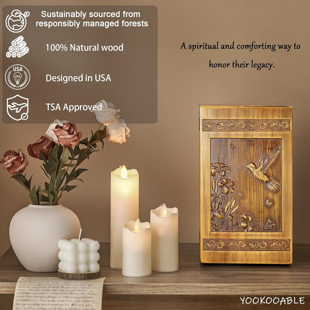 Wooden Urn for Ashes Adult Male Female, Handcrafted Large Cremation Urns Box for Human Ashes Adult Man Woman